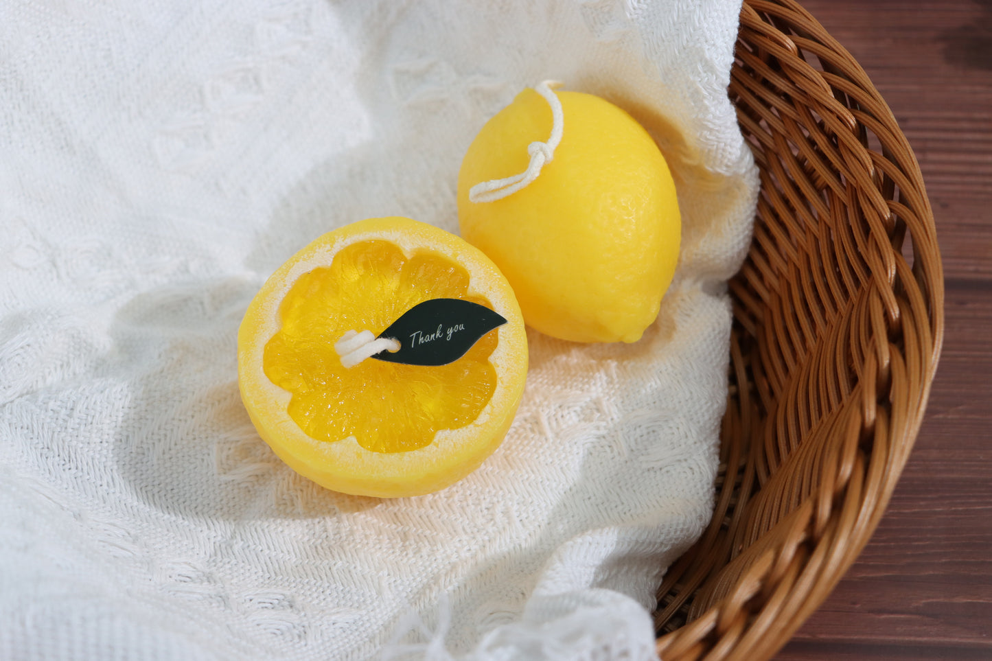 A Whole Lemon Candle and A Lemon In a Half Candle Set